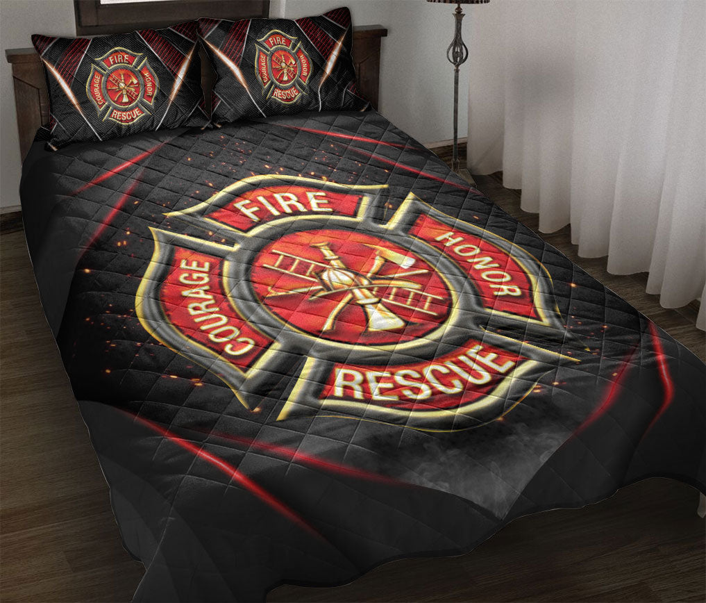 Ohaprints-Quilt-Bed-Set-Pillowcase-Firefighter-Badge-Black-Red-Firemen-Unique-Gift-Idea-Blanket-Bedspread-Bedding-2946-Throw (55'' x 60'')