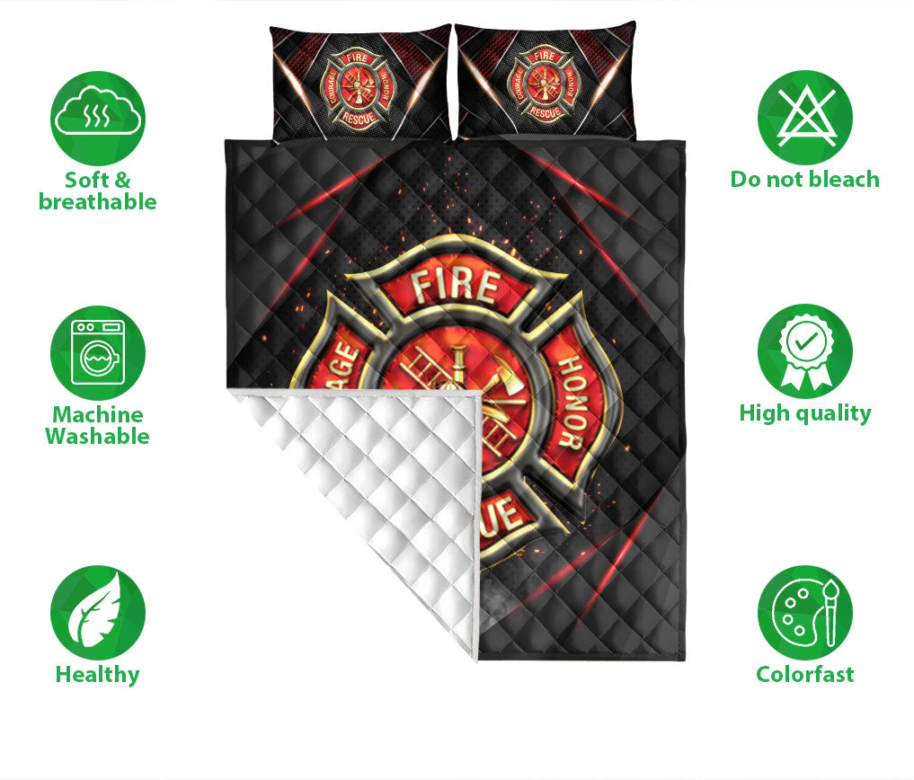 Ohaprints-Quilt-Bed-Set-Pillowcase-Firefighter-Badge-Black-Red-Firemen-Unique-Gift-Idea-Blanket-Bedspread-Bedding-2946-Double (70'' x 80'')