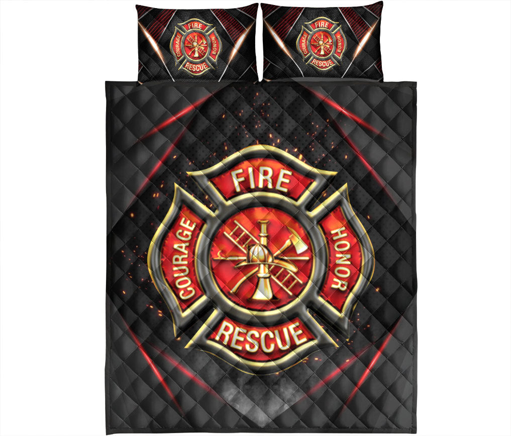 Ohaprints-Quilt-Bed-Set-Pillowcase-Firefighter-Badge-Black-Red-Firemen-Unique-Gift-Idea-Blanket-Bedspread-Bedding-2946-King (90'' x 100'')