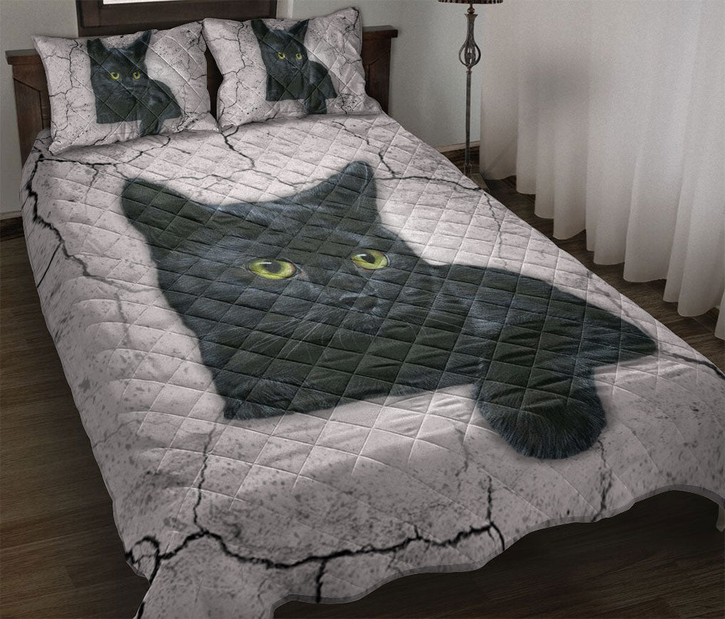 Ohaprints-Quilt-Bed-Set-Pillowcase-Black-Cat-Vintage-Animal-Pet-Lover-Unique-Gift-Idea-Blanket-Bedspread-Bedding-181-Throw (55'' x 60'')