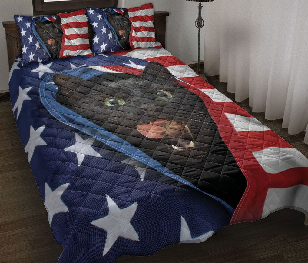 Ohaprints-Quilt-Bed-Set-Pillowcase-Patriotic-Black-Cat-American-Us-Flag-Animal-Pet-Unique-Gift-Blanket-Bedspread-Bedding-1290-Throw (55'' x 60'')