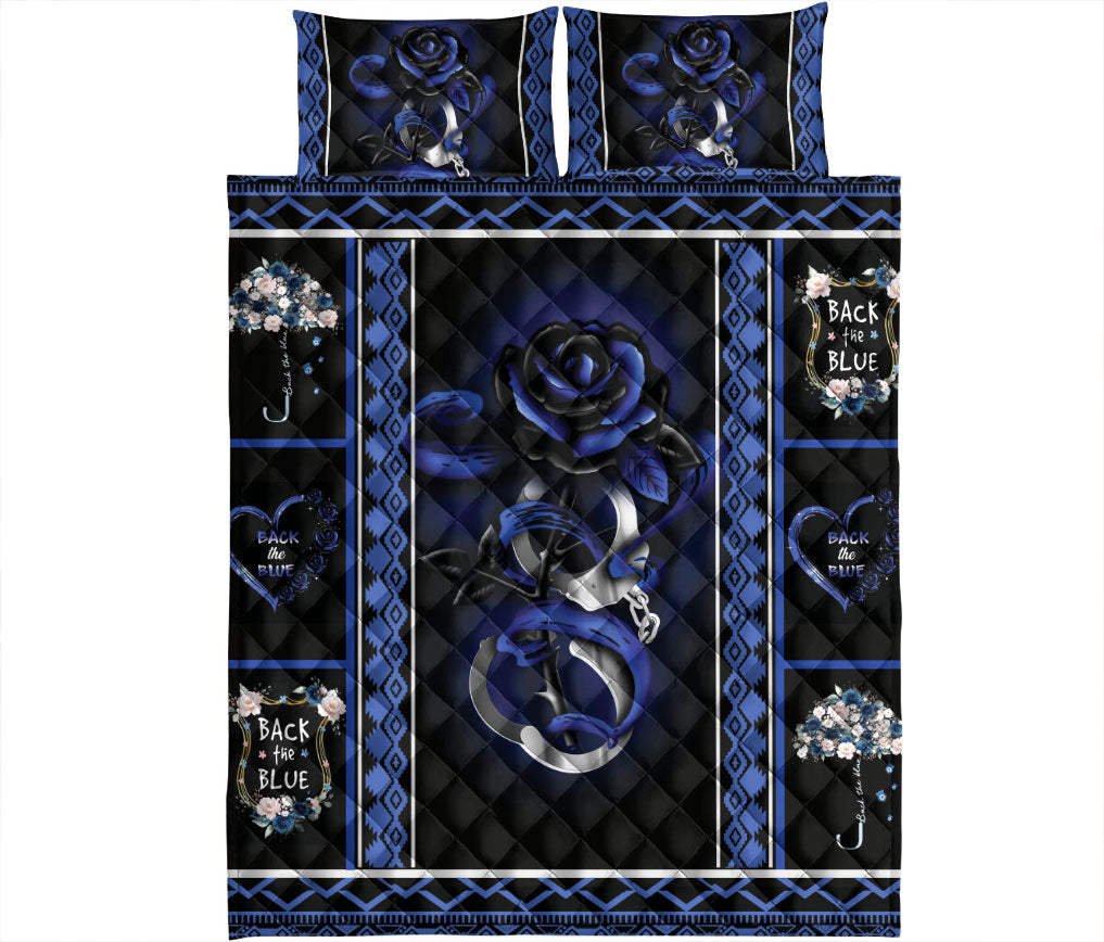 Ohaprints-Quilt-Bed-Set-Pillowcase-Back-The-Blue-Rose-Police-Patchwork-Unique-Gift-Blanket-Bedspread-Bedding-179-King (90'' x 100'')