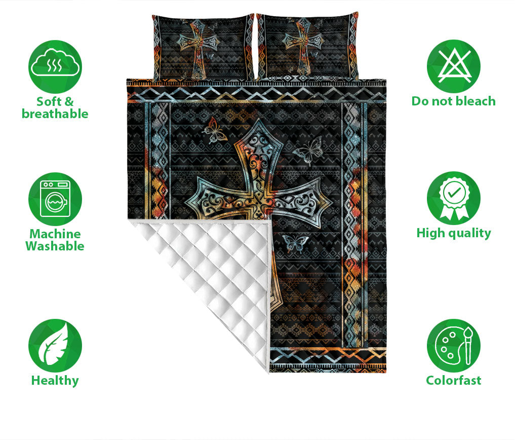 Ohaprints-Quilt-Bed-Set-Pillowcase-Camoflage-Jesus-Cross-Butterfly-Boho-Chistian-Unique-Gift-Blanket-Bedspread-Bedding-2537-Double (70'' x 80'')