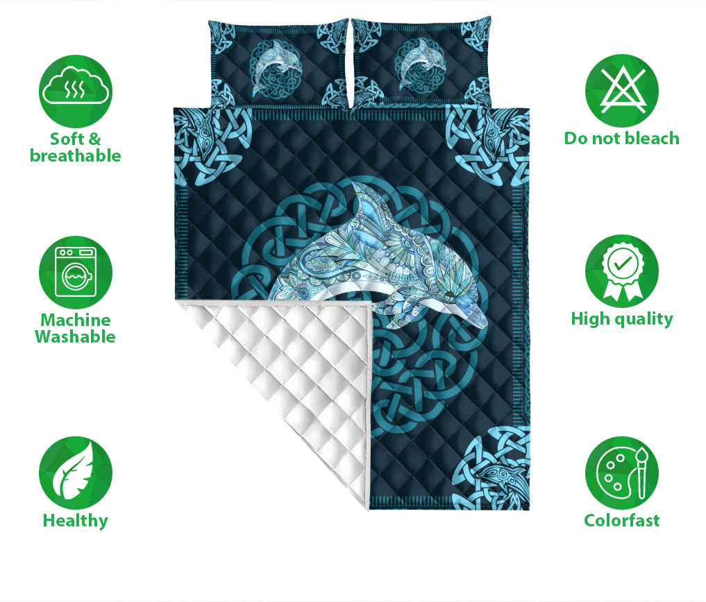 Ohaprints-Quilt-Bed-Set-Pillowcase-Celtic-Viking-Dolphin-Sea-Animal-Blue-Unique-Gift-Idea-Blanket-Bedspread-Bedding-1877-Double (70'' x 80'')