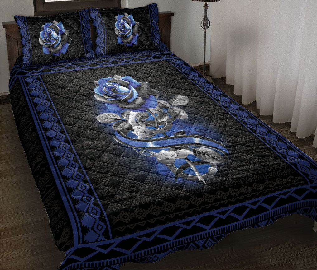 Ohaprints-Quilt-Bed-Set-Pillowcase-Bo-Ho-Blue-Rose-Handcufff-Police-Back-The-Blue-Unique-Gift-Blanket-Bedspread-Bedding-1900-Throw (55'' x 60'')