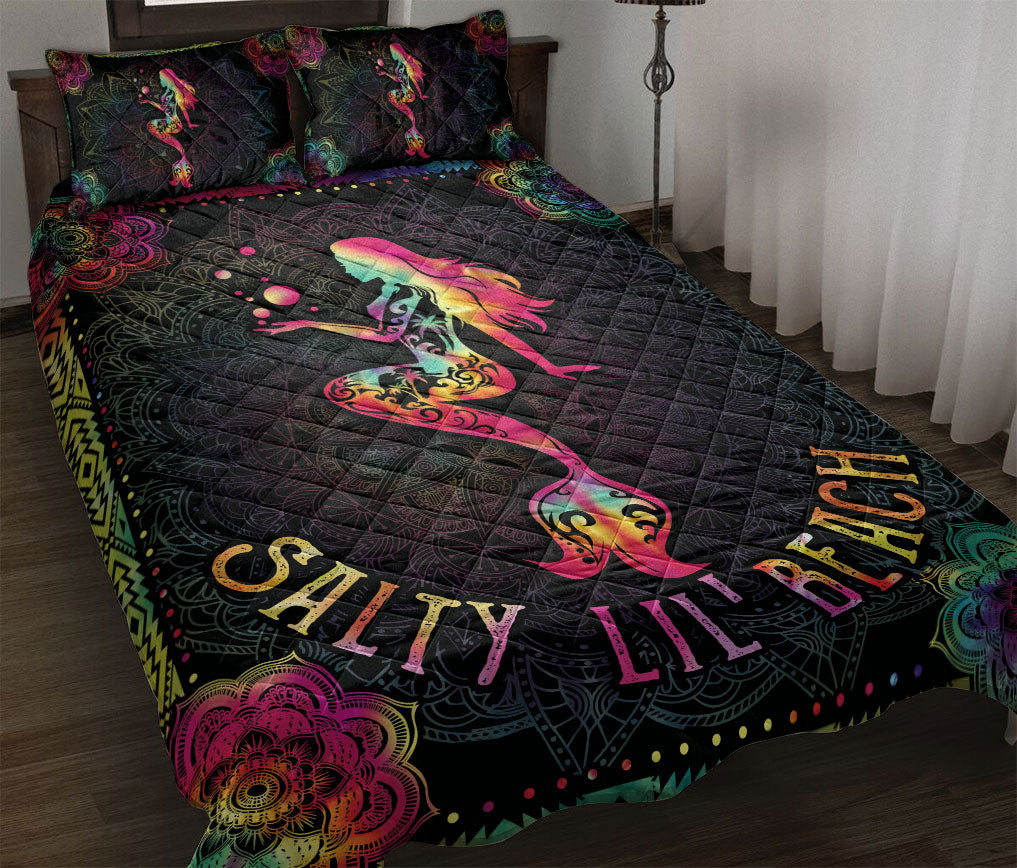 Ohaprints-Quilt-Bed-Set-Pillowcase-Tie-Dye-Mermaid-Black-Salty-Li-Beach-Hippie-Unique-Gift-Blanket-Bedspread-Bedding-681-Throw (55'' x 60'')