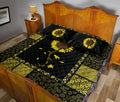 Ohaprints-Quilt-Bed-Set-Pillowcase-Sea-Turtle-Sunflower-You-Are-My-Sunshine-Black-Yellow-Patchwork-Blanket-Bedspread-Bedding-1270-Queen (80'' x 90'')