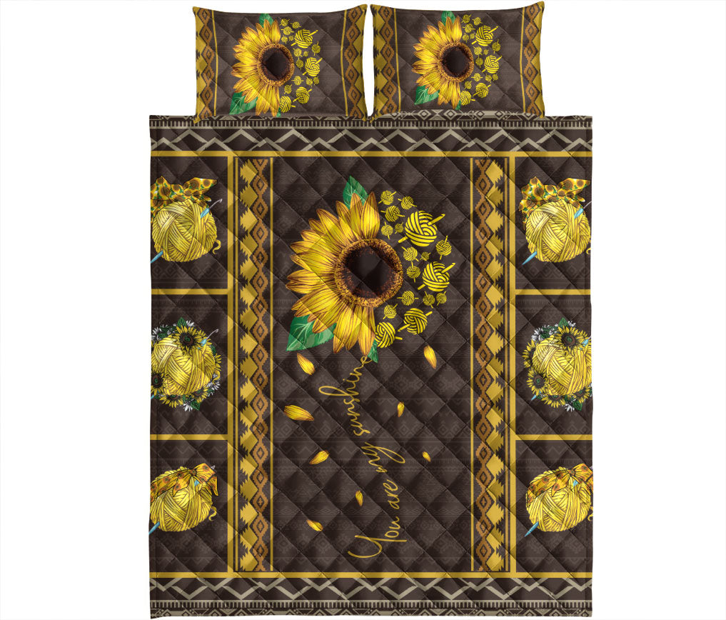 Ohaprints-Quilt-Bed-Set-Pillowcase-Quilting-Knitting-Sunflower-You-Are-My-Sunshine-Yellow-Patchwork-Unique-Gift-Blanket-Bedspread-Bedding-1947-King (90'' x 100'')