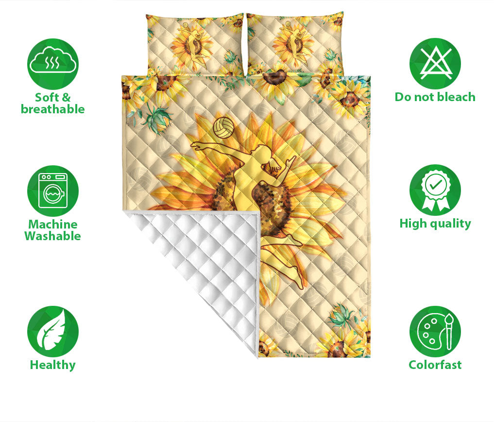 Ohaprints-Quilt-Bed-Set-Pillowcase-Volleyball-Girl-Sunflower-Yellow-Player-Fan-Unique-Gift-Blanket-Bedspread-Bedding-2538-Double (70'' x 80'')