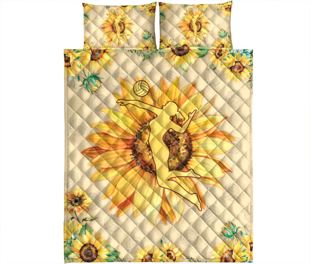 Ohaprints-Quilt-Bed-Set-Pillowcase-Volleyball-Girl-Sunflower-Yellow-Player-Fan-Unique-Gift-Blanket-Bedspread-Bedding-2538-King (90'' x 100'')