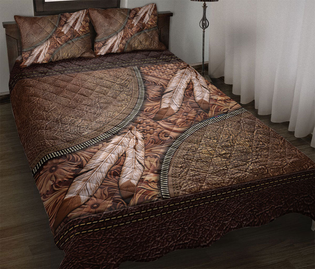 Ohaprints-Quilt-Bed-Set-Pillowcase-America-Native-Indigenous-Feather-Brown-Unique-Gift-Blanket-Bedspread-Bedding-2432-Throw (55'' x 60'')