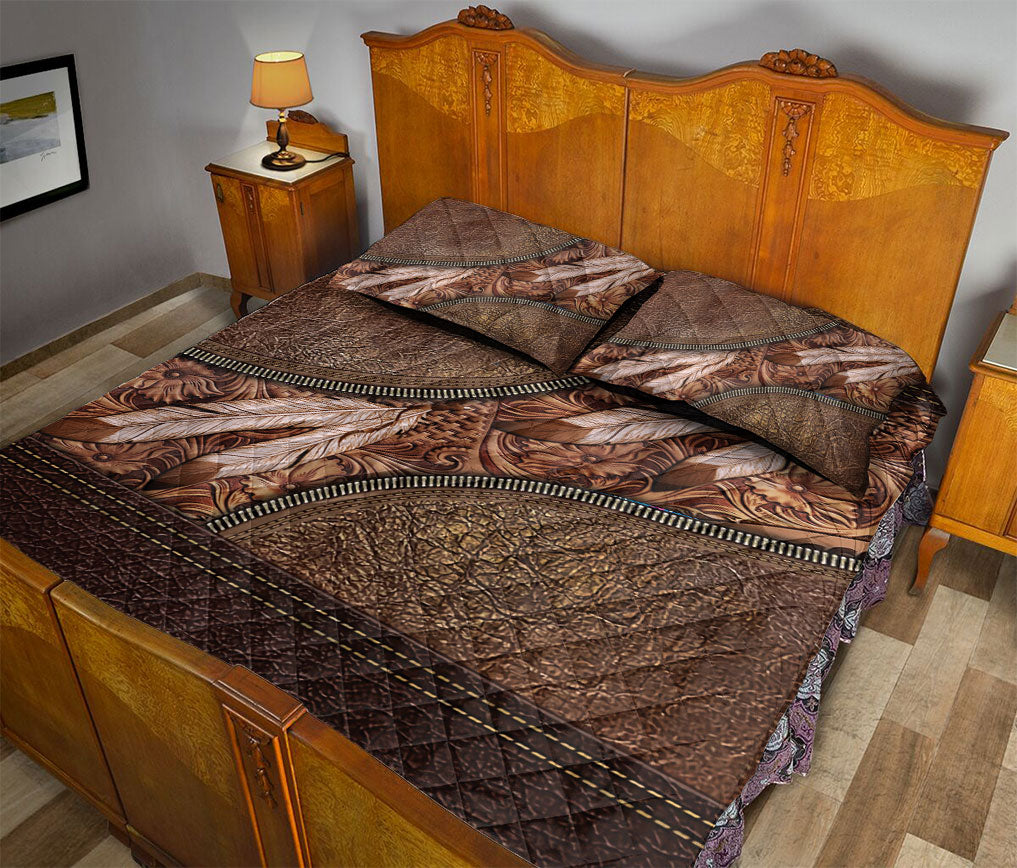 Ohaprints-Quilt-Bed-Set-Pillowcase-America-Native-Indigenous-Feather-Brown-Unique-Gift-Blanket-Bedspread-Bedding-2432-Queen (80'' x 90'')