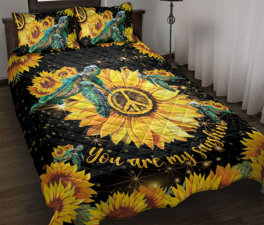 Ohaprints-Quilt-Bed-Set-Pillowcase-Sunflower-Peace-Sign-You-Are-My-Sunshine-Sea-Turtle-Black-Yellow-Hippie-Blanket-Bedspread-Bedding-1849-Throw (55'' x 60'')