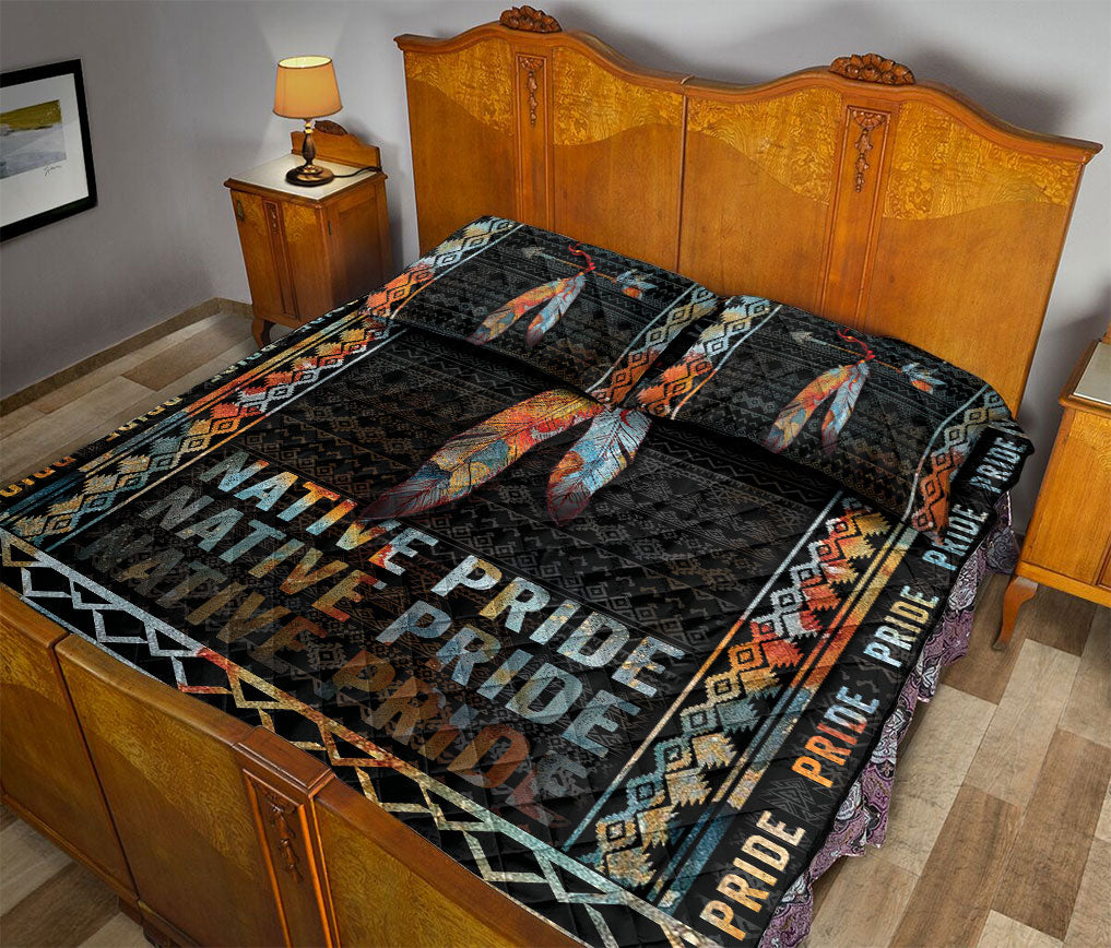 Ohaprints-Quilt-Bed-Set-Pillowcase-America-Native-Pride-Indigenous-Feather-Boho-Black-Vintage-Unique-Gift-Blanket-Bedspread-Bedding-700-Queen (80'' x 90'')