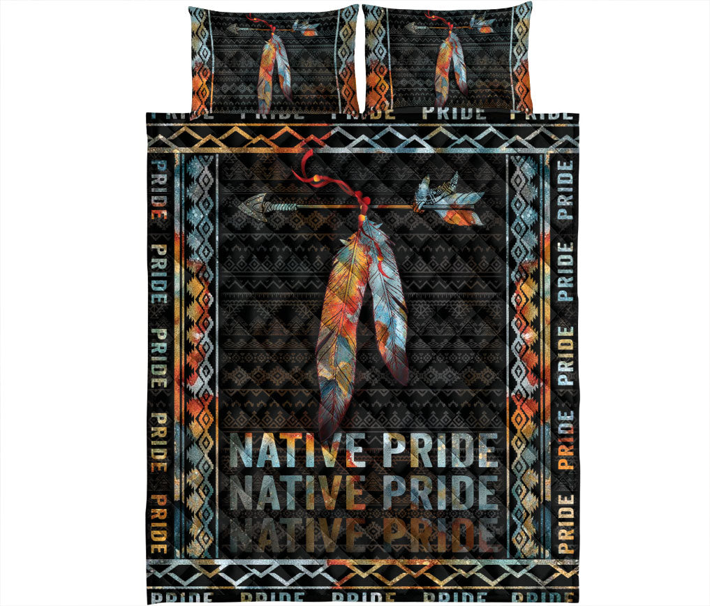 Ohaprints-Quilt-Bed-Set-Pillowcase-America-Native-Pride-Indigenous-Feather-Boho-Black-Vintage-Unique-Gift-Blanket-Bedspread-Bedding-700-King (90'' x 100'')