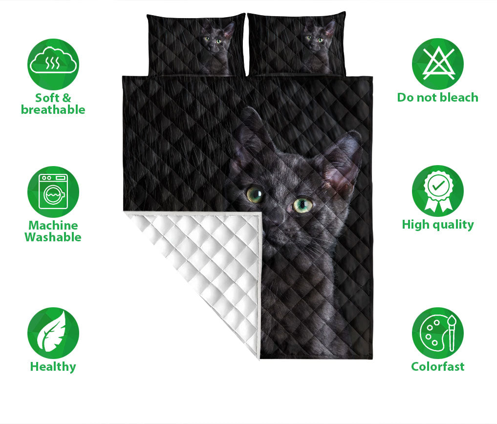 Ohaprints-Quilt-Bed-Set-Pillowcase-Black-Cat-Fur-Pattern-Animal-Pet-Lover-Unique-Gift-Blanket-Bedspread-Bedding-779-Double (70'' x 80'')