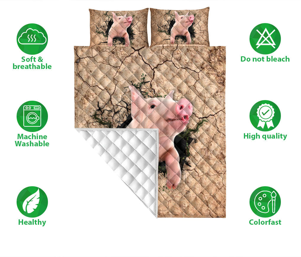 Ohaprints-Quilt-Bed-Set-Pillowcase-Farming-Farm-Animal-Farmer-Little-Pig-Animal-Lover-Unique-Gift-Blanket-Bedspread-Bedding-1799-Double (70'' x 80'')