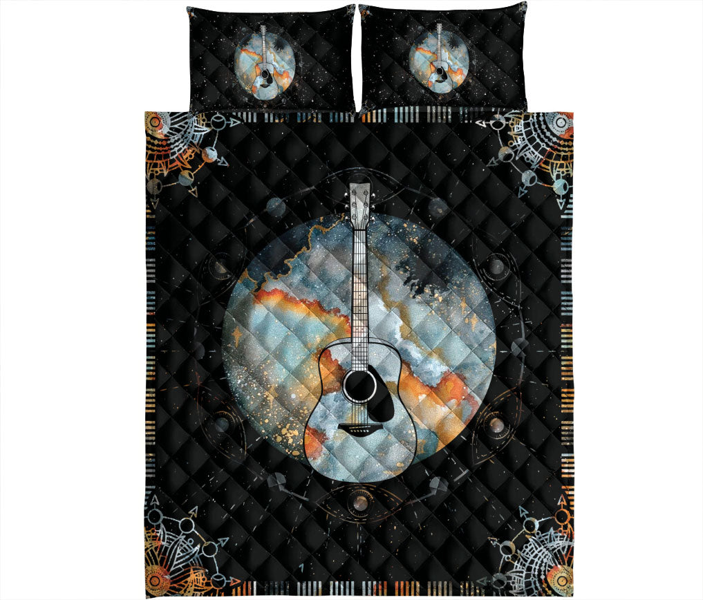 Ohaprints-Quilt-Bed-Set-Pillowcase-Guitar-Guitarist-Mandala-Vintage-Black-Unique-Gift-Blanket-Bedspread-Bedding-1353-King (90'' x 100'')