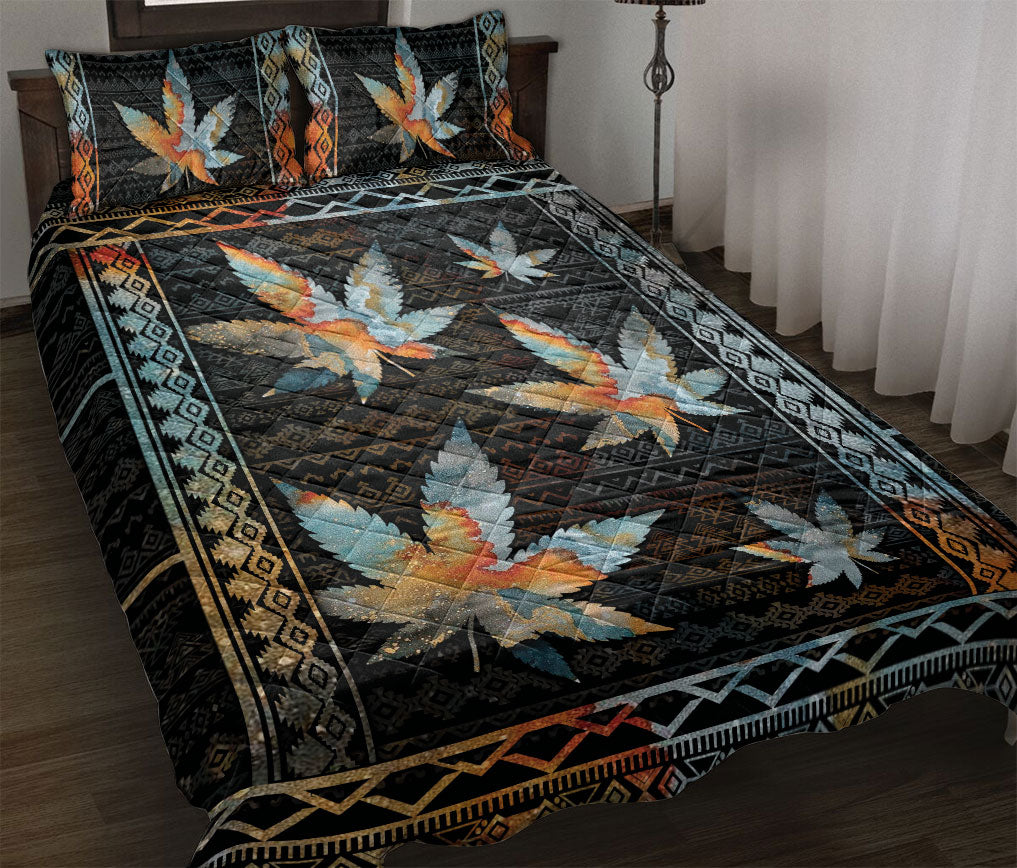 Ohaprints-Quilt-Bed-Set-Pillowcase-Black-Boho-Vintage-Leaf-Unique-Funny-Cool-Gift-Blanket-Bedspread-Bedding-126-Throw (55'' x 60'')