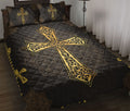 Ohaprints-Quilt-Bed-Set-Pillowcase-Mandala-Yellow-Black-Jesus-Cross-Christian-Religious-Unique-Blanket-Bedspread-Bedding-2407-Throw (55'' x 60'')