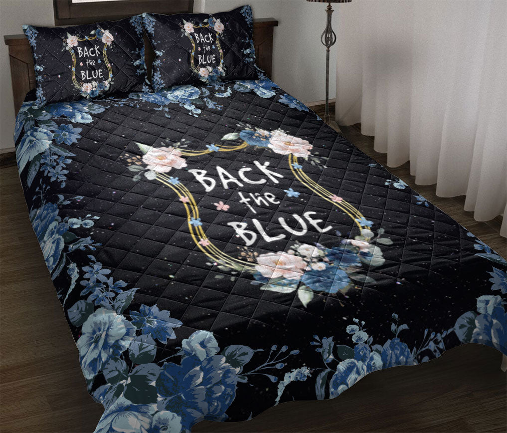 Ohaprints-Quilt-Bed-Set-Pillowcase-Back-The-Blue-Rose-Police-Support-Police-Wife-Girl-Unque-Gift-Blanket-Bedspread-Bedding-780-Throw (55'' x 60'')