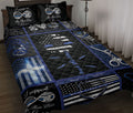 Ohaprints-Quilt-Bed-Set-Pillowcase-Patchwork-Thin-Blue-Line-Heart-Sunflower-Police-Blue-Black-Blanket-Bedspread-Bedding-1360-Throw (55'' x 60'')