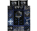 Ohaprints-Quilt-Bed-Set-Pillowcase-Patchwork-Thin-Blue-Line-Heart-Sunflower-Police-Blue-Black-Blanket-Bedspread-Bedding-1360-King (90'' x 100'')