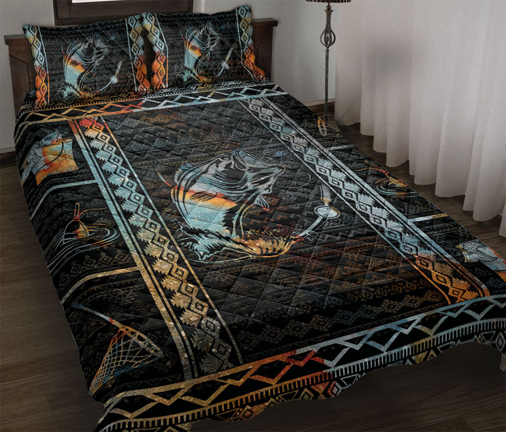 Ohaprints-Quilt-Bed-Set-Pillowcase-Patchwork-Vintage-Boho-Fly-Bass-Fissh-Fishing-Fishermen-Unique-Blanket-Bedspread-Bedding-1207-Throw (55'' x 60'')