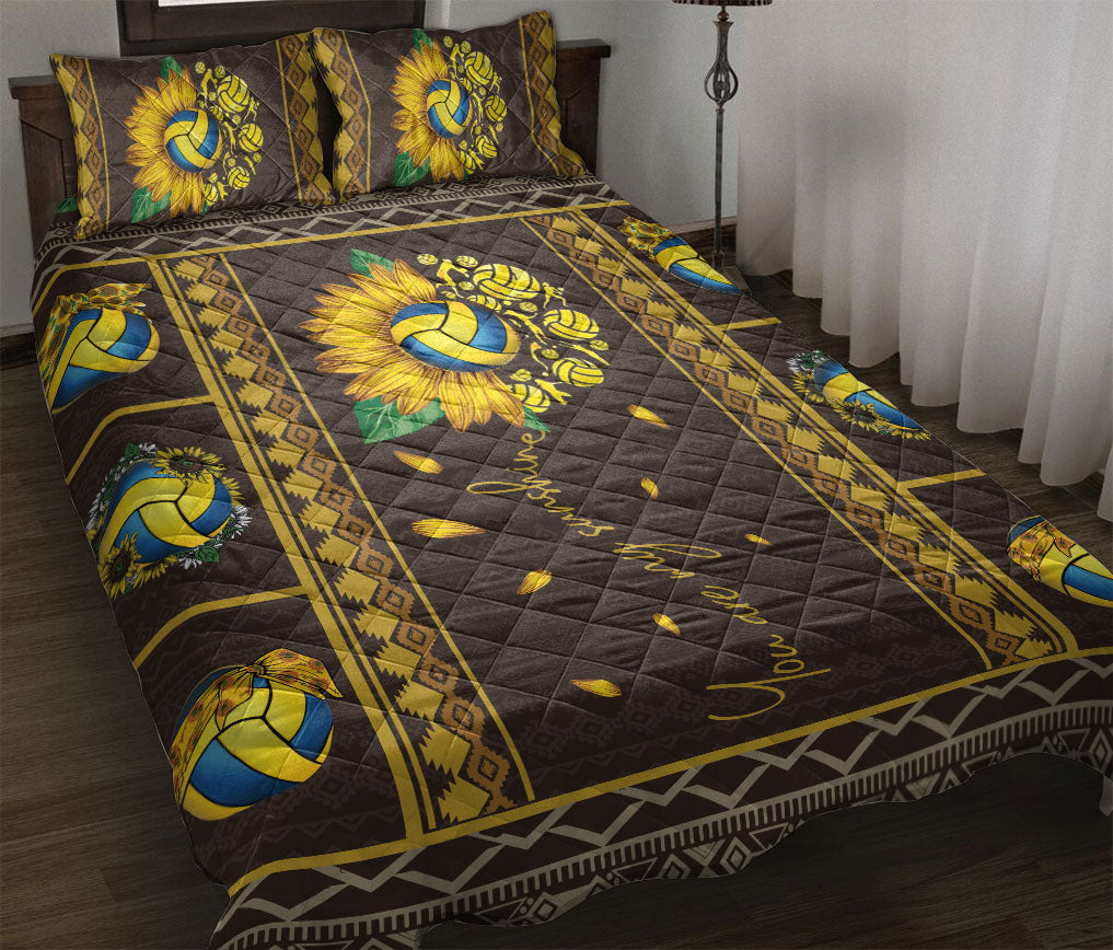 Ohaprints-Quilt-Bed-Set-Pillowcase-Patchwork-Sunflower-Volleyball-Girl-Ball-Yellow-Brown-You-Are-My-Sunshine-Blanket-Bedspread-Bedding-1949-Throw (55'' x 60'')