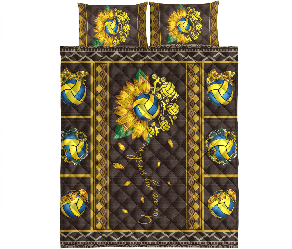 Ohaprints-Quilt-Bed-Set-Pillowcase-Patchwork-Sunflower-Volleyball-Girl-Ball-Yellow-Brown-You-Are-My-Sunshine-Blanket-Bedspread-Bedding-1949-King (90'' x 100'')