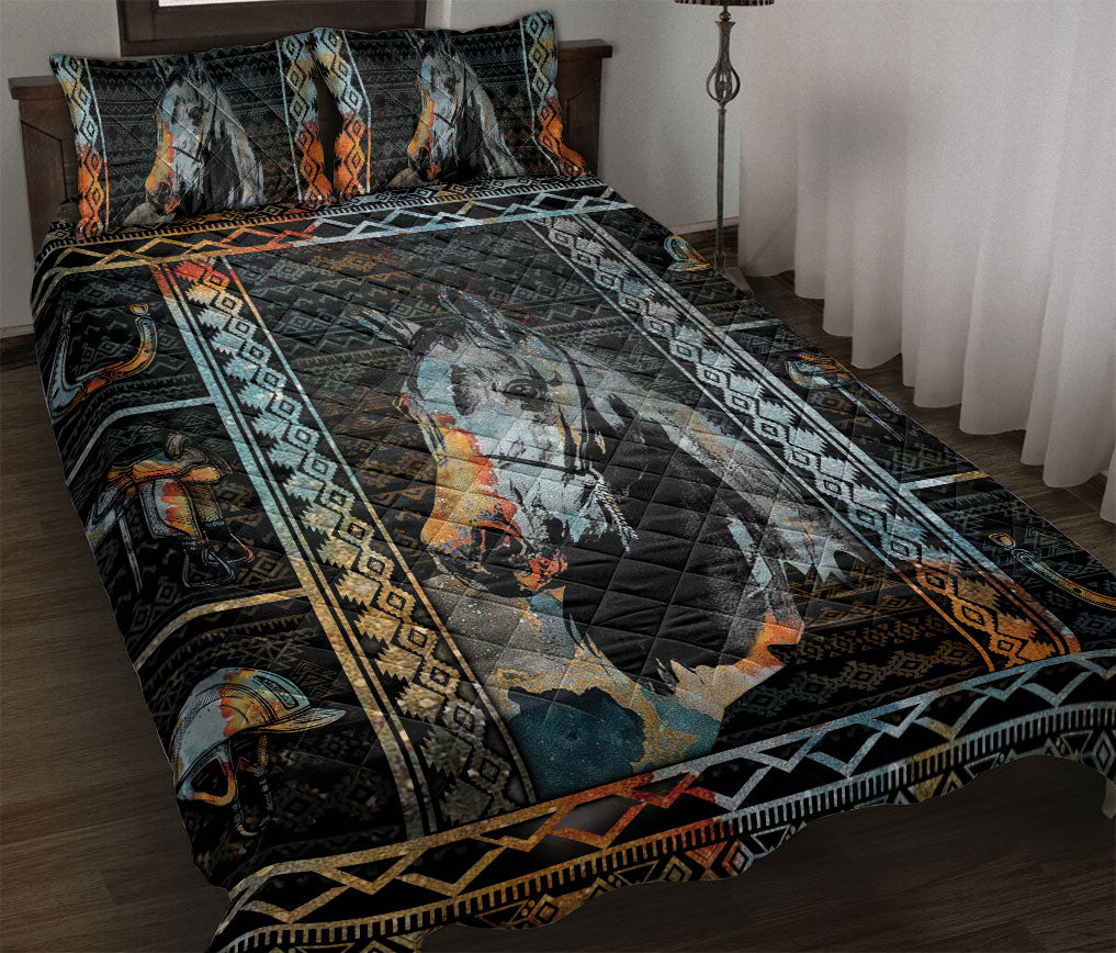 Ohaprints-Quilt-Bed-Set-Pillowcase-Patchwork-Horse-Farm-Animal-Farmer-Cowbow-Cowgirl-Barrel-Racing-Racer-Blanket-Bedspread-Bedding-2420-Throw (55'' x 60'')