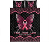 Ohaprints-Quilt-Bed-Set-Pillowcase-Faith-Hope-Love-Pink-Butterfly-Ribbon-Breast-Cancer-Awareness-Black-Unique-Blanket-Bedspread-Bedding-2540-King (90&#39;&#39; x 100&#39;&#39;)