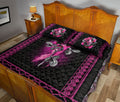 Ohaprints-Quilt-Bed-Set-Pillowcase-Breast-Cancer-Awareness-Pink-Ribbon-Rose-Black-Unique-Gift-Blanket-Bedspread-Bedding-138-Queen (80'' x 90'')