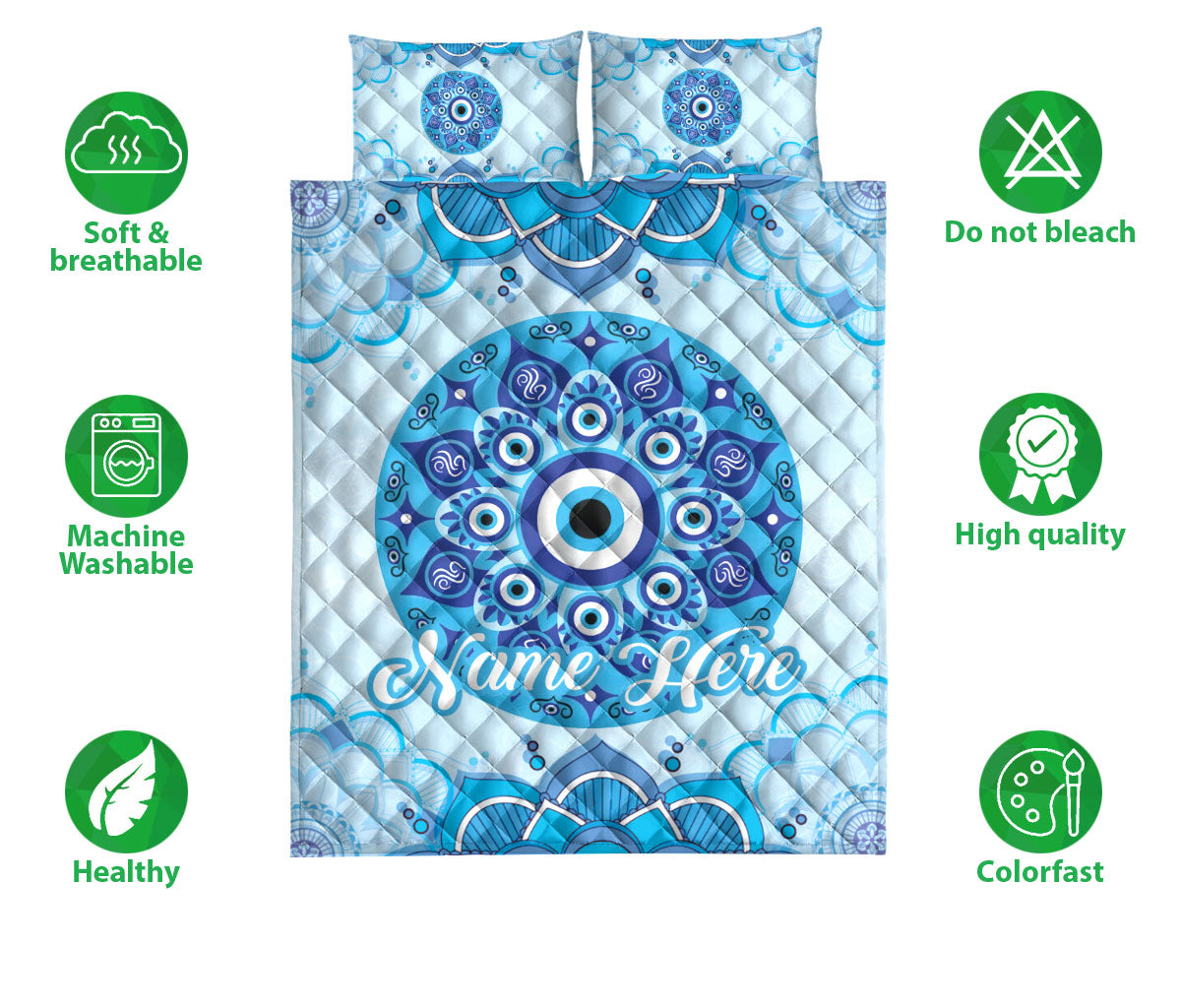 Ohaprints-Quilt-Bed-Set-Pillowcase-Nazar-Greek-Matiasma-Evil-Mataki-Eye-Mandala-Blue-Custom-Personalized-Name-Blanket-Bedspread-Bedding-512-Double (70'' x 80'')