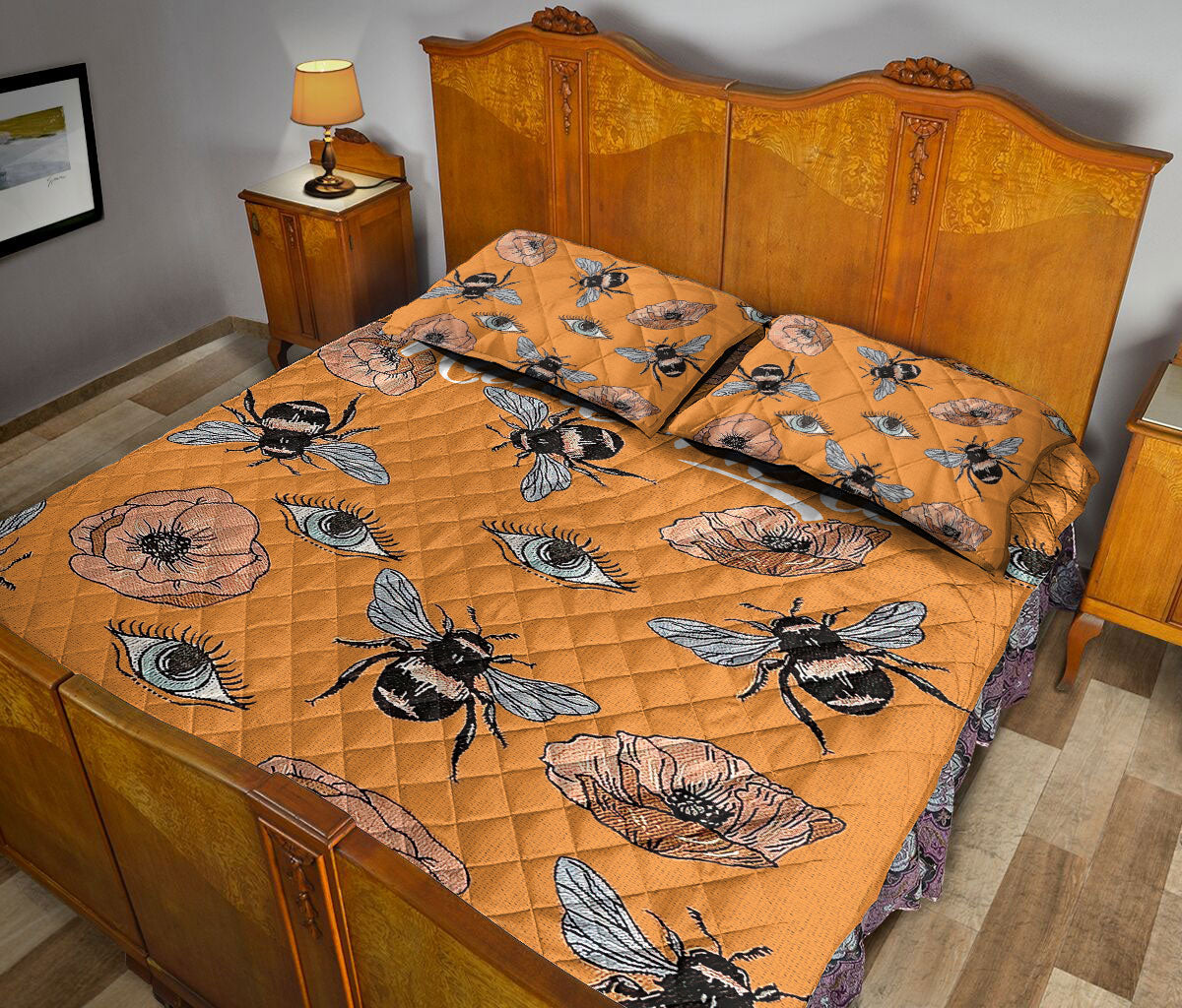 Ohaprints-Quilt-Bed-Set-Pillowcase-Nazar-Greek-Matiasma-Mati-Evil-Mataki-Eye-Bee-Boho-Custom-Personalized-Name-Blanket-Bedspread-Bedding-1101-King (90'' x 100'')