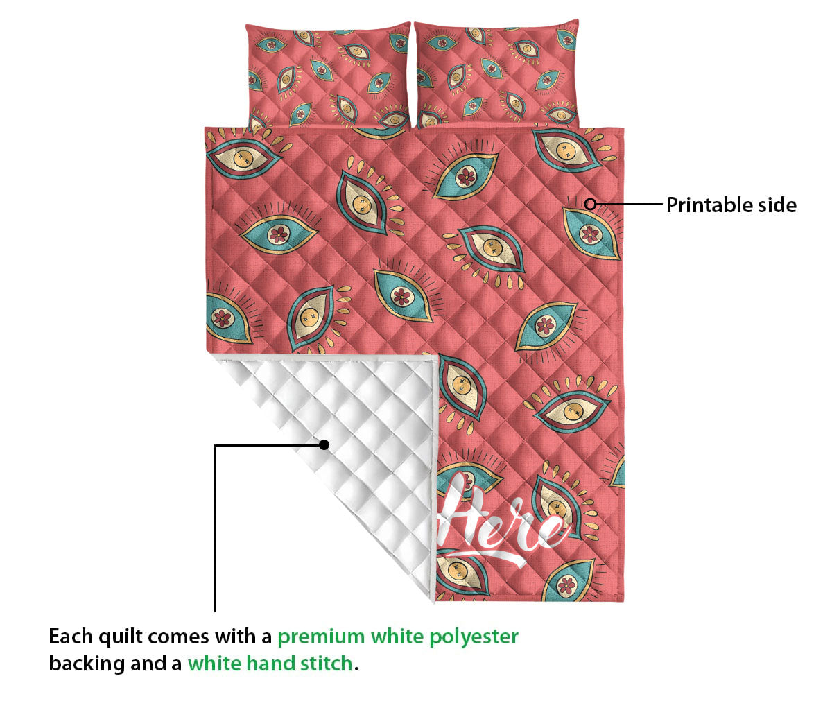 Ohaprints-Quilt-Bed-Set-Pillowcase-Nazar-Greek-Matiasma-Mati-Evil-Mataki-Eye-Red-Boho-Custom-Personalized-Name-Blanket-Bedspread-Bedding-1684-Queen (80'' x 90'')