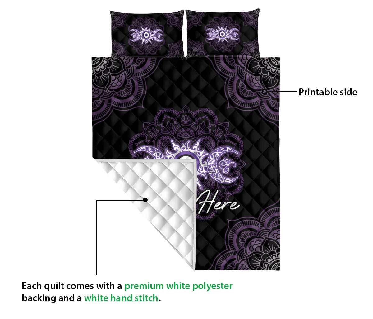 Ohaprints-Quilt-Bed-Set-Pillowcase-Nazar-Greek-Matiasma-Mati-Evil-Mataki-Eye-Triple-Moon-Custom-Personalized-Name-Blanket-Bedspread-Bedding-2864-Queen (80'' x 90'')