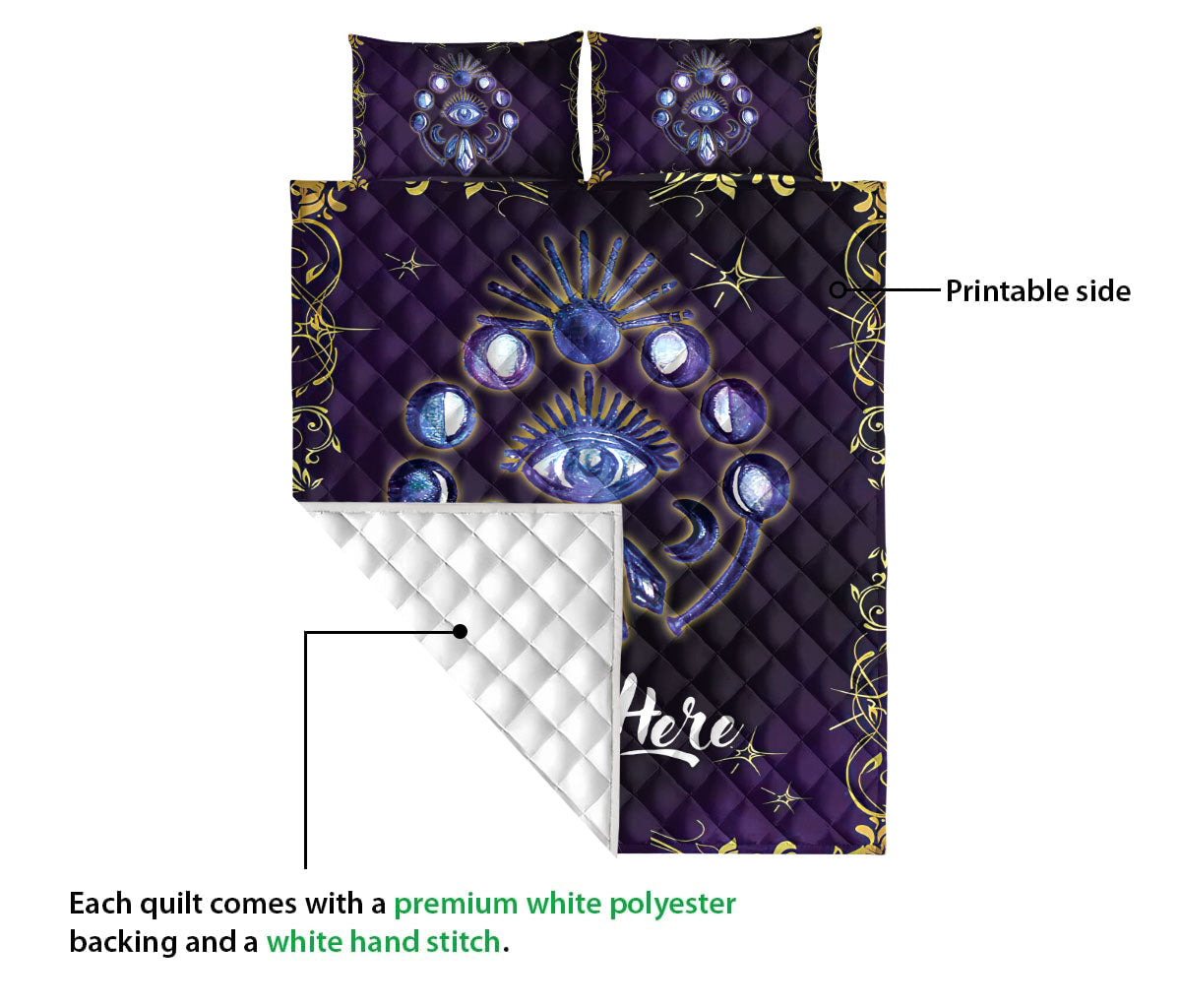 Ohaprints-Quilt-Bed-Set-Pillowcase-Nazar-Greek-Matiasma-Mati-Evil-Mataki-Eye-Wicca-Blue-Custom-Personalized-Name-Blanket-Bedspread-Bedding-1102-Queen (80'' x 90'')