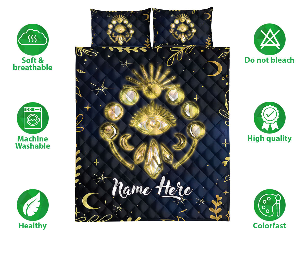 Ohaprints-Quilt-Bed-Set-Pillowcase-Nazar-Greek-Matiasma-Mati-Evil-Mataki-Eye-Moon-Phase-Custom-Personalized-Name-Blanket-Bedspread-Bedding-1685-Double (70'' x 80'')