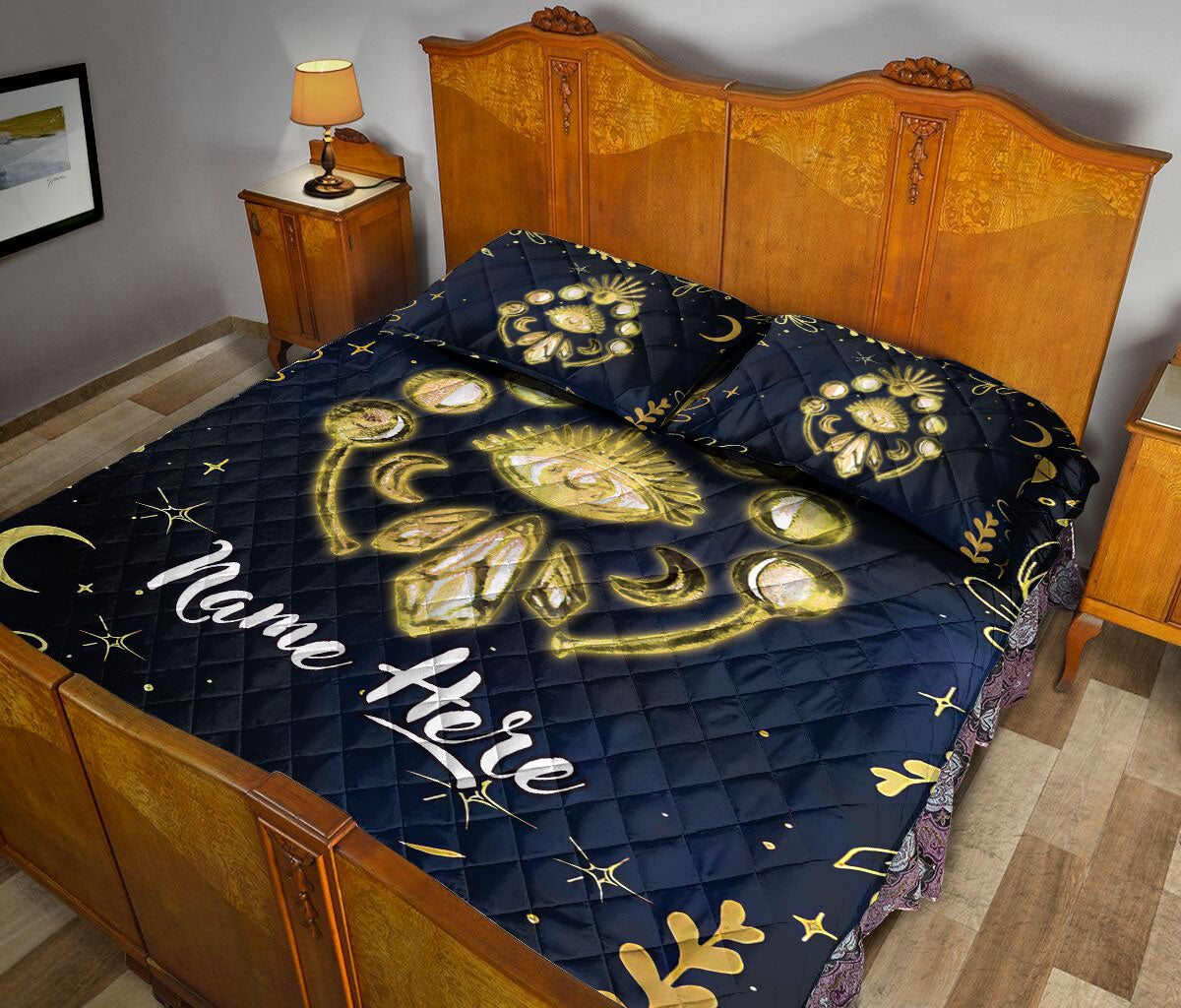 Ohaprints-Quilt-Bed-Set-Pillowcase-Nazar-Greek-Matiasma-Mati-Evil-Mataki-Eye-Moon-Phase-Custom-Personalized-Name-Blanket-Bedspread-Bedding-1685-King (90'' x 100'')