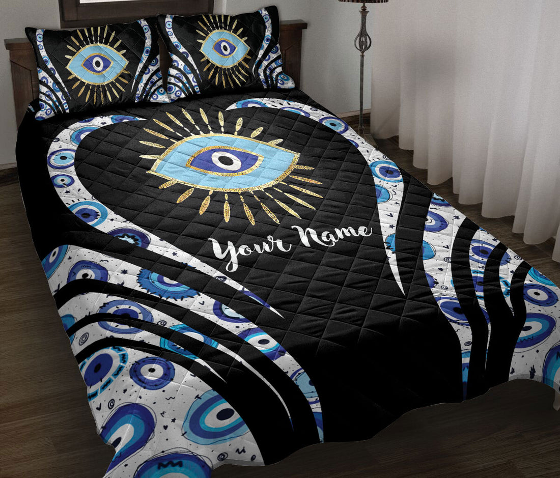 Ohaprints-Quilt-Bed-Set-Pillowcase-Nazar-Greek-Matiasma-Mati-Evil-Mataki-Eye-Spirit-Blue-Custom-Personalized-Name-Blanket-Bedspread-Bedding-2865-Throw (55'' x 60'')