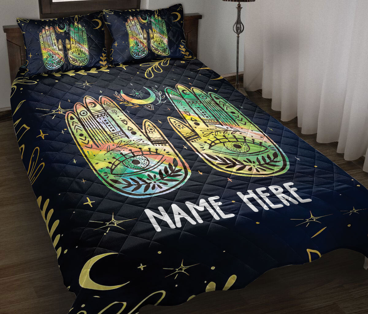 Ohaprints-Quilt-Bed-Set-Pillowcase-Nazar-Greek-Matiasma-Mati-Evil-Mataki-Eye-Hand-Wicca-Custom-Personalized-Name-Blanket-Bedspread-Bedding-2273-Throw (55'' x 60'')