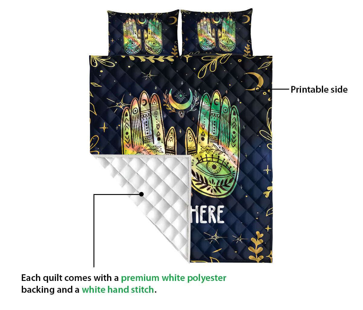 Ohaprints-Quilt-Bed-Set-Pillowcase-Nazar-Greek-Matiasma-Mati-Evil-Mataki-Eye-Hand-Wicca-Custom-Personalized-Name-Blanket-Bedspread-Bedding-2273-Queen (80'' x 90'')