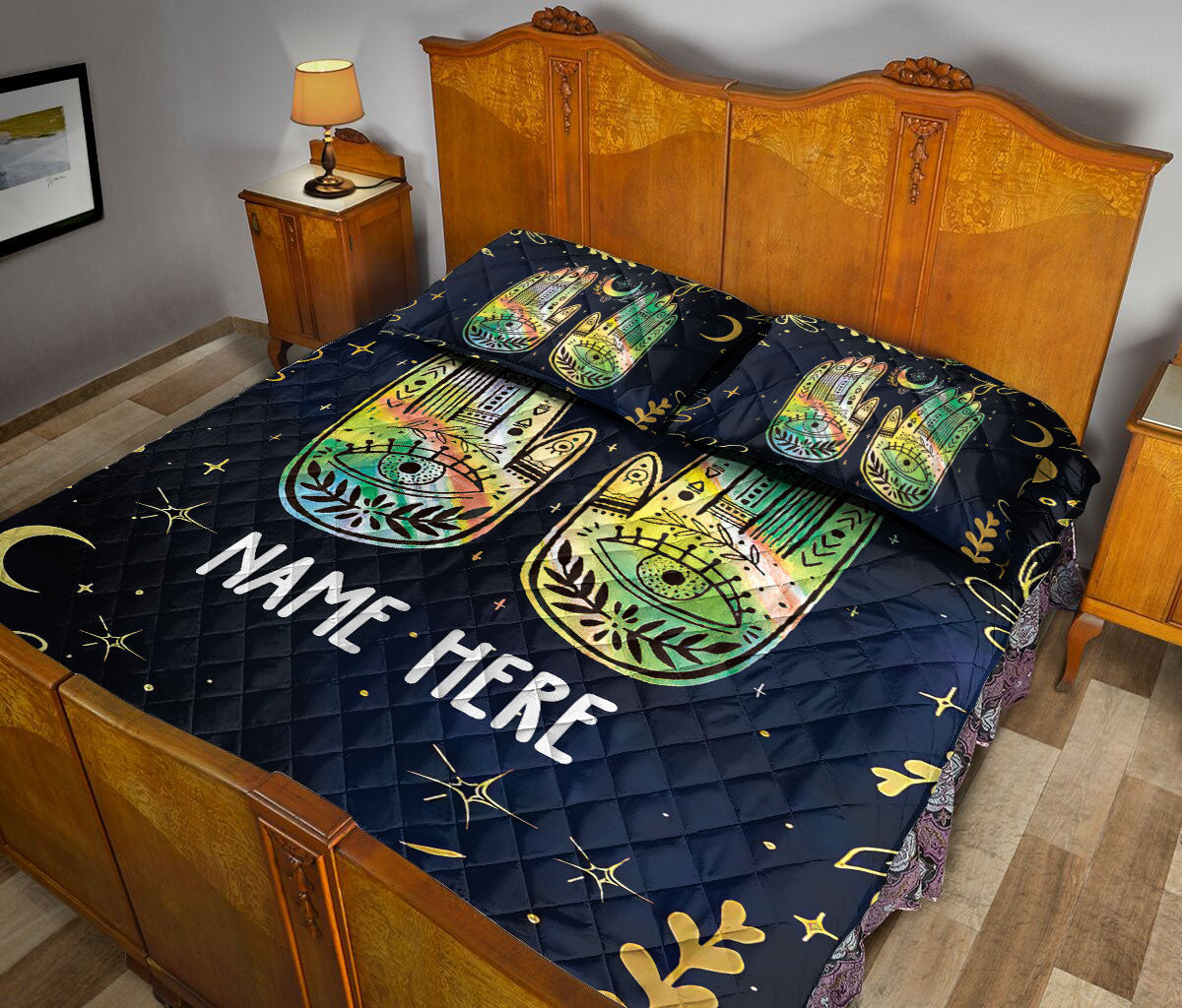 Ohaprints-Quilt-Bed-Set-Pillowcase-Nazar-Greek-Matiasma-Mati-Evil-Mataki-Eye-Hand-Wicca-Custom-Personalized-Name-Blanket-Bedspread-Bedding-2273-King (90'' x 100'')