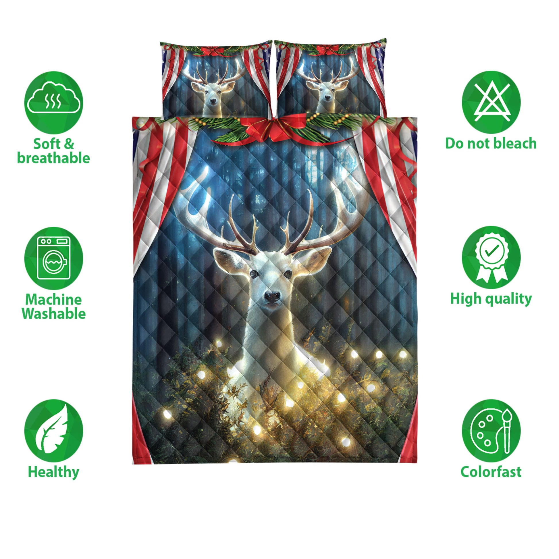 Ohaprints-Quilt-Bed-Set-Pillowcase-Mystic-Deer-String-Light-In-Forest-American-Flag-Unique-Gift-Blanket-Bedspread-Bedding-4246-Double (70'' x 80'')