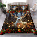 Ohaprints-Quilt-Bed-Set-Pillowcase-Beautiful-Deer-With-Poinsettia-Christmas-Light-Unique-Gift-Blanket-Bedspread-Bedding-4247-King (90'' x 100'')