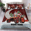 Ohaprints-Quilt-Bed-Set-Pillowcase-Red-Tractor-Christmas-Hat-String-Lights-Custom-Personalized-Name-Blanket-Bedspread-Bedding-4058-King (90'' x 100'')