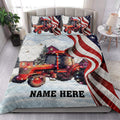 Ohaprints-Quilt-Bed-Set-Pillowcase-Red-Tractor-Christmas-String-Light-Us-Flag-Custom-Personalized-Name-Blanket-Bedspread-Bedding-4060-King (90'' x 100'')