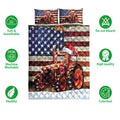 Ohaprints-Quilt-Bed-Set-Pillowcase-Red-Tractor-Farm-Country-Life-With-String-Lights-American-Flag-Blanket-Bedspread-Bedding-4156-Double (70'' x 80'')