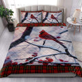 Ohaprints-Quilt-Bed-Set-Pillowcase-Cardinal-Perched-In-A-Cherry-Tree-Snowflake-Buffalo-Plaid-Christmas-Blanket-Bedspread-Bedding-4222-King (90'' x 100'')